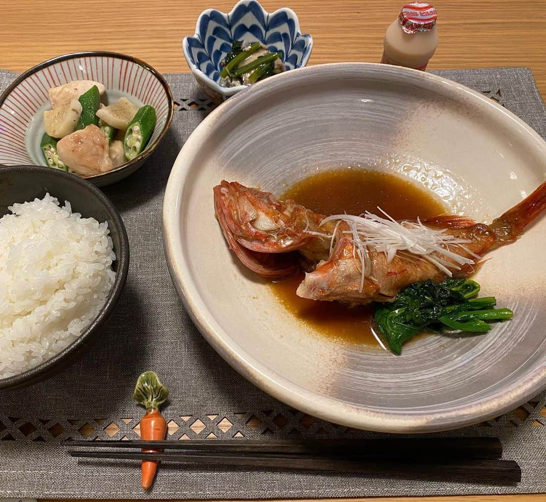 山縣亮太のインスタグラム：「煮付けうまくいった。 菜の花を添えて春らしく  #魚を食べよう」