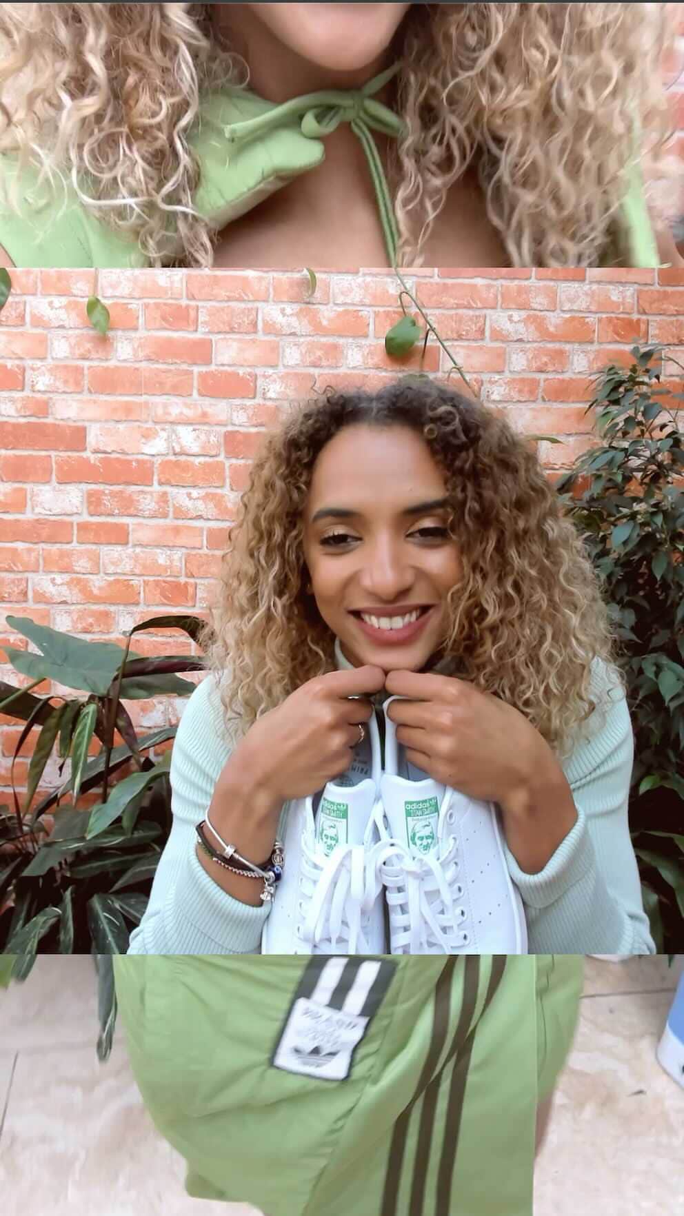 Laviai NIELSENのインスタグラム：「I have been so excited about this for ages!! Watch how I collabed with @sarah_o_robinson to reimagine the old into new ✨  Made with @depop to celebrate the new @adidaslondon Stan Smiths, featuring high performance recycled materials 💚 always iconic, but now more sustainable!  #STANSMITHFOREVER  #createdwithadidas」