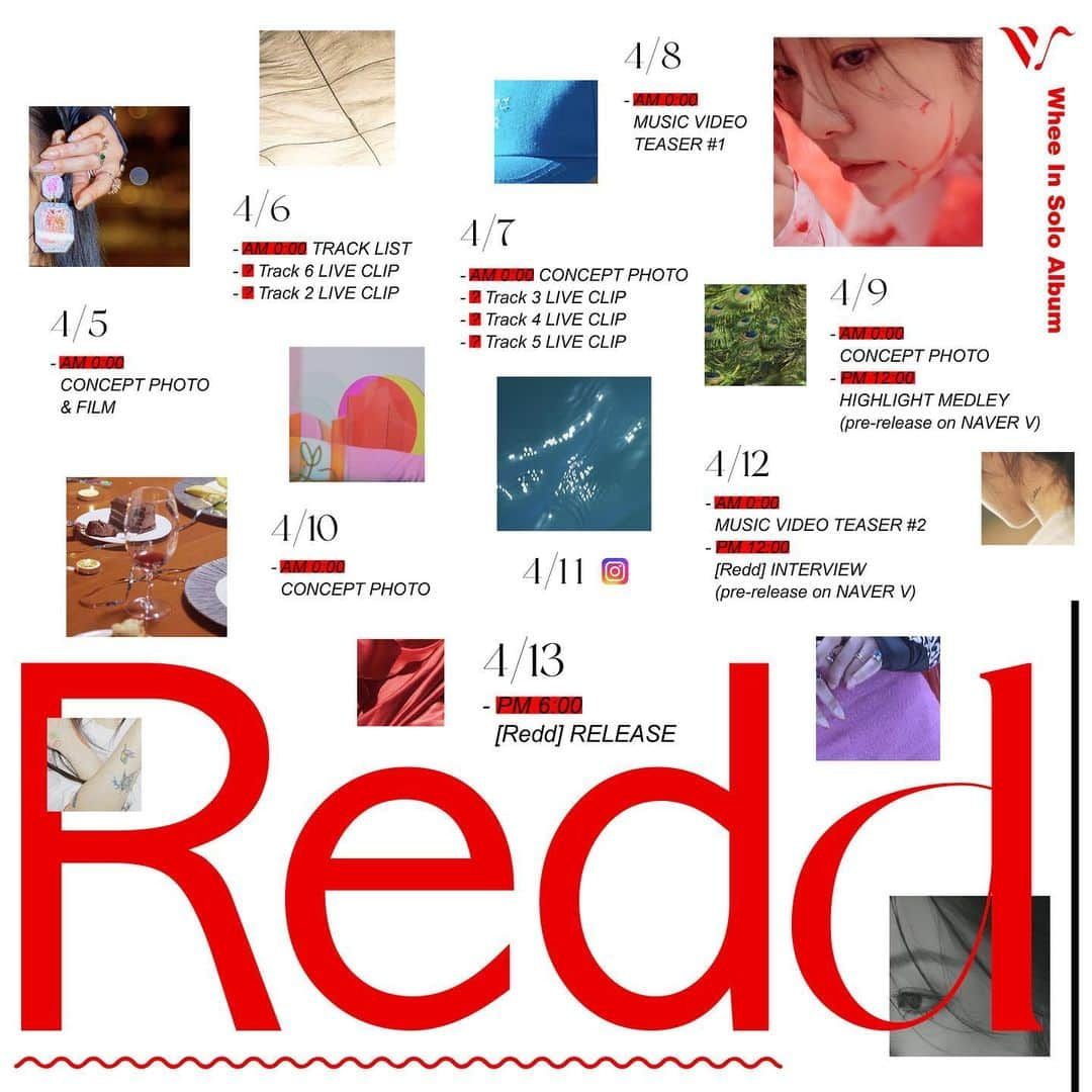 Mamamooさんのインスタグラム写真 - (MamamooInstagram)「. [#휘인] - 1st Mini Album [Redd] 2021.04.13 6PM RELEASE✔ - 🔸 SCHEDULE PLAN 🔸 - #WheeIn #1st_Mini_Album #Redd」4月2日 12時00分 - mamamoo_official