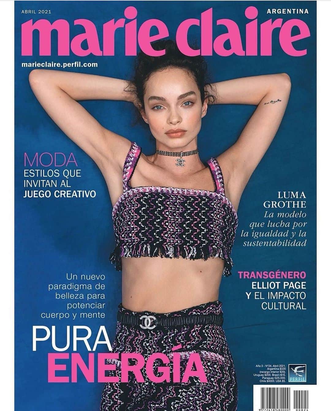 ルマ・グローテのインスタグラム：「@marieclairearg Cover, editorial and interview, talking about sustainability and feminism. Out now!  Hope all my ladies in Argentina seat back, get a cup of coffee, and get to know me!  🌸 shot by @clemensklenk」