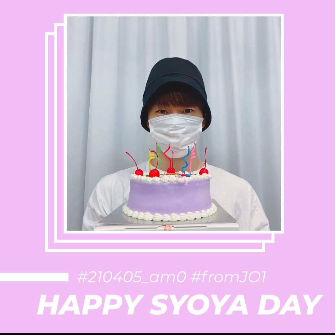 【公式】JO1さんのインスタグラム写真 - (【公式】JO1Instagram)「💜🎂 #HAPPYSYOYADAY 🎂💜   HAPPY BIRTHDAY!  SYOYA!!  #JO1 #KIMATASYOYA #木全翔也」4月5日 19時30分 - official_jo1