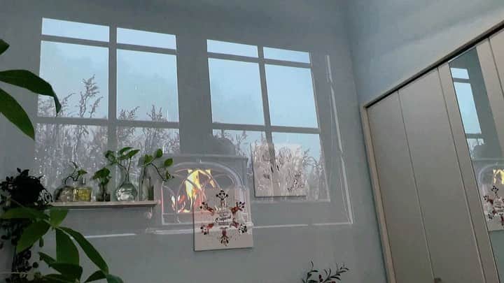 MiracleVellMagicのインスタグラム：「I just love being in my room☔️ 部屋から眺める雨が好きだから、プロジェクターで窓作っちゃった。🥴✧﻿  雨が窓にぶつかる音 × 焚き火がパチパチと弾ける音。心地良いなぁ。 ああ、部屋で過ごす時間が大好き…！  #rainyday #nebulacapsule2 #ネブラカプセル」