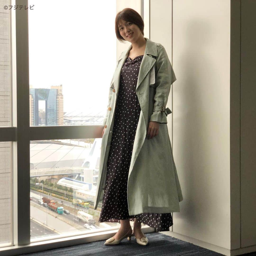 フジテレビ「めざましテレビ」さんのインスタグラム写真 - (フジテレビ「めざましテレビ」Instagram)「4月5日（月）  ファッション雑誌CanCamとコラボした お天気コーナー「きょう何着て行く？」 阿部華也子の毎日のコーデを紹介♪  【きょうのコーデ】 コート→#MERCURYDUO 1万4300円 ワンピース→#iNtimite 2万9700円 靴→#インターショシュール 2万7500円 ピアス→#アビステ 5400円  【コーデのポイント】 春アウターの定番・トレンチコートを今季GETするなら 程よいゆるシルエット＆軽やか素材のラフにはおれる1枚を🧥💕 抜け感が加わり旬のムードが漂います✨ パステルミントなど今季注目のジェラートカラーなら よりトレンド感が上昇🌿⤴️  #めざましテレビ #きょう何着て行く？ #阿部華也子 #今日のコーデ#コーデ#CanCam #今日のファッション#ootd #きょう何着て行く？は月〜金朝6時22分ごろ放送📺 #スタイリストたなべさおり」4月5日 19時35分 - mezamashi.tv