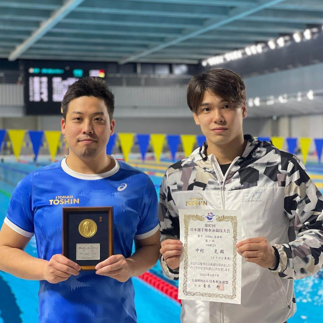 中村克さんのインスタグラム写真 - (中村克Instagram)「日本選手権5日目  100m自由形で7連覇&オリンピック個人＆リレー内定しました。  応援ありがとうございました。 4/9から50mもあるので頑張ります！  引き続き応援よろしくお願いします。  #itomantoshin  #takagi」4月7日 21時39分 - katsumi.221