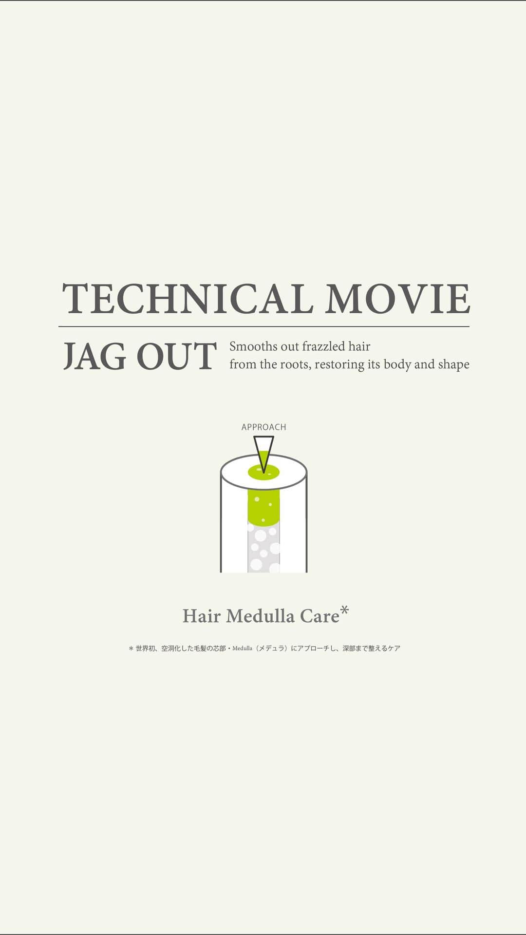 ピトレティカ/タカラベルモントのインスタグラム：「- information -  pittoetiqua JAG OUT technical movie  viemoからもダウンロード・視聴・シェアが可能です。 https://vimeo.com/524107492   「 Hair Medulla Care* 」 メデュラに対して特定のエフェクター成分（毛髪補修成分）とキャリア成分（浸透促進成分）を作用させると毛髪が芯から満たされ、見た目まで美しくすることができる、という現象を掴んだことから、「Hair Medulla Care」技術が誕生しました。   ※世界初、空洞化した毛髪の芯部・Medulla（メデュラ）にアプローチし、深部まで整えるケア  その他、ジャグアウトについても分かりやすくご紹介しております。是非、お見逃しなく！  JAG OUT&PRの詳細はこちら▾ https://pittoretiqua.jp/topics/jagout.html 「ピトレティカ ジャグアウト 公式」で検索！  ---------------------------------- pittoretiqua VIVIFYING SERIES  ＜ HOME CARE ＞ ジャグアウト シャンプー ジャグアウト トリートメント  ＜ SALON CARE ＞ サロンケア0２ ジャグアウト サロンケア0３ ジャグアウト  ＜ ピトレティカトリートメントメニュー＞ カラー後たったの “ 20分 ” 濃密で快適なタイムレス サロンケア  ※施術をご希望の方は、各ピトレティカ取り扱いサロンまでお問い合わせください。  ― ヴァーベナとプチグレンの香り ― ギザギザ毛羽立つ言うことをきかない髪がなめされるイメージで、心身ともにほぐされるような香り ---------------------------------- シワ髪check sheet！ ☐ブローでスタイリングしている ☐髪が傷みやすくなった ☐汗をかきやすい ☐髪を乾かさずに寝ている ☐寝返りをうつことが多い ☐寝癖が付きやすい ---------------------------------- ピトレティカ公式HP https://pittoretiqua.jp/ ---------------------------------- JAG OUTイメージ動画 ▾ https://vimeo.com/524104946 JAG OUTテクニカル動画 ▾ https://vimeo.com/524107492 ----------------------------------  #pittoretiqua #ピトレティカ #ピトレティカ取り扱いサロン #ピトレティカテラピスト #ピトレティカサロンメニュー  #新商品 #jagout #ジャグアウト  #シワ髪  #サロン専売品 #美容師さんと繋がりたい #サロンモデル #サロンスタイル #ヘアスタイル #ツヤ髪 #ヘアサロン #美容室 #美容院 #美髪 #シャンプー #トリートメント #ヘアケア #最先端 #スパ #ハイパーリペア   #LebeL #ルベル #takarabelmont #タカラベルモント」