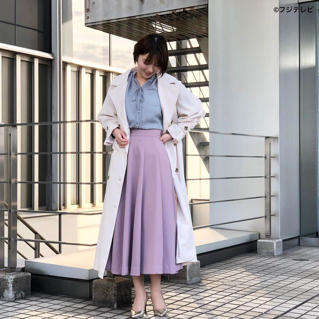 フジテレビ「めざましテレビ」さんのインスタグラム写真 - (フジテレビ「めざましテレビ」Instagram)「4月9日（金）  ファッション雑誌CanCamとコラボした お天気コーナー「きょう何着て行く？」 阿部華也子の毎日のコーデを紹介♪  【きょうのコーデ】 コート→#MERCURYDUO １万４３００円 ブラウス→#アプワイザーリッシェ １万６５００円 スカート→#SNIDEL １万３４２０円 靴→#ダイアナ １万５９５０円 ピアス→#Lycka １４３０円  【コーデのポイント】 HAPPY感のあるきれい色が豊富な今シーズン🌈 ピンク×ブルーのカラーMIXならフェミニンで華やかな印象に💐💐 全身を柔らかなトーンで統一すると 派手になりすぎず上品にまとまります✨ 淡いベージュ色のトレンチコートで爽やかさもプラス🧥💕  #めざましテレビ #きょう何着て行く？ #阿部華也子 #今日のコーデ#コーデ#CanCam #今日のファッション#ootd #きょう何着て行く？は月〜金朝6時22分ごろ放送📺 #スタイリストたなべさおり」4月9日 16時43分 - mezamashi.tv