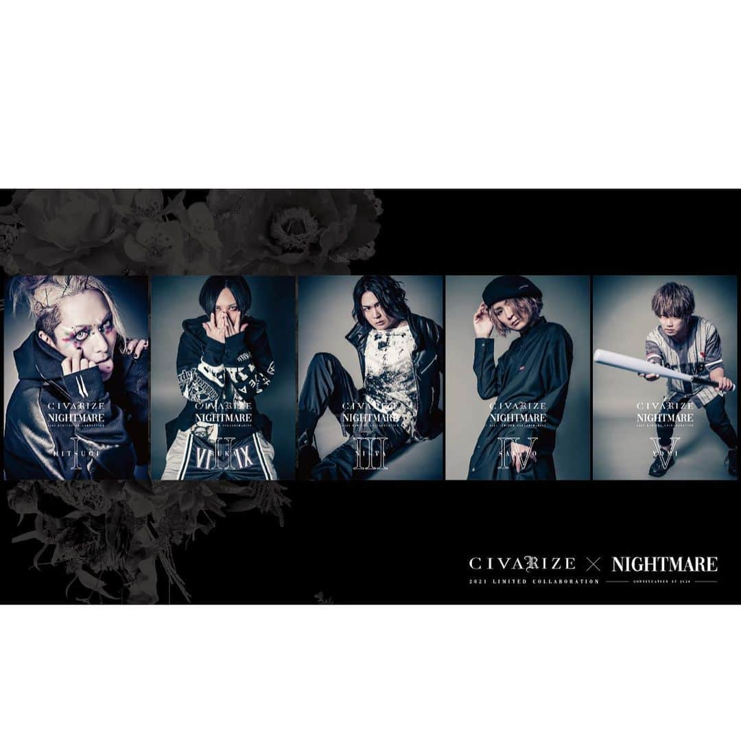 YOMIさんのインスタグラム写真 - (YOMIInstagram)「【 CIVARIZE × NIGHTMARE SPECIAL COLLABORATION 】 コロナ禍により中断してしまっていたコラボレーションが待望の再始動!!  一番右側にバントしてる人がシュールですね〜。笑  今回、野球のユニホームを作って頂きました！ ライヴに着てきてもいいし、通気性抜群な素材なのでこれからの季節、部屋着にしてもらっても良いと思います。 背番号、お好きな数字3ケタまで入れられます。俺は野球の練習着か部屋着にする予定です！  是非、チームSCUMSの加入お待ちしております！！ ※イベント時に希望ポジション聞きます。  ★ナンバリングベースボールシャツ&ジョガーパンツセット(YOMIモデル) Price : ¥27,500-  #nightmare #civarize #コラボアイテム #野球 #ユニホーム #チームscums #ネタに振り切りました #笑」4月9日 19時20分 - nightmare.yomi