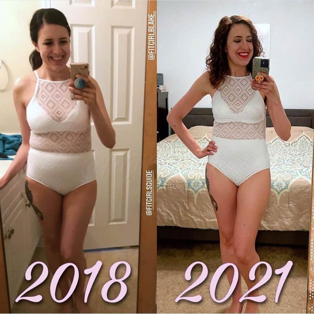 1.9m Fitness Inspirationのインスタグラム：「Cheer on, Blake! 🌸 “Progress isn’t always linear! I’ve been in and out of fitness ruts since taking the picture on the left. This year, I hit the ground running with @fitgirlsguide and although I’m currently in a plateau with the scale and measurements, my workouts are getting easier to get through. Seeing my overall progress is a nice reminder that I’m still in a good place with my fitness journey!” by @fitgirlblake_ PS: the NEXT Group Challenge starts April 26th! 💕💪」