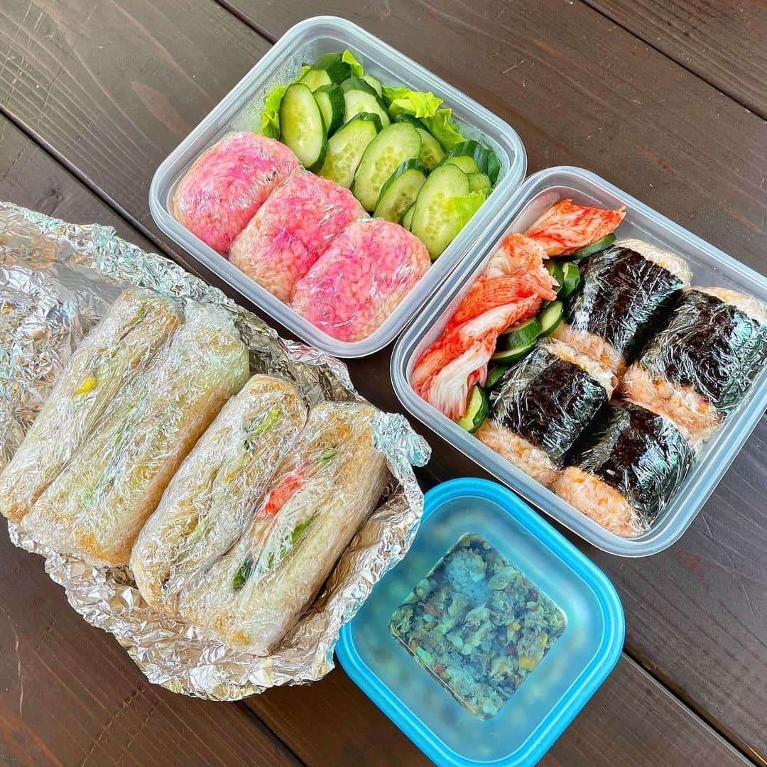 滝沢ななえさんのインスタグラム写真 - (滝沢ななえInstagram)「今日のハニ飯。 ではなく、ハニ弁🍱  この前ドッグランのあるところへ行った時 カフェだと食べられるもの無さそうだからって 急遽お家にあるものでお弁当作ってくれました(^^)  メニュー忘れちゃった。。。  🐮🐷🐔は使っていなくて ツナ、明太子、カニカマとかが入ってた！  食パンはF&F(@fforganic_)で買った米粉パンで マヨネーズはヴィーガンマヨネーズだって！  完璧に出来なくても やれるところから少しずつですね(^^)  ぼーちゃんのご飯もタッパーに入れて 一緒に食べられて嬉しそうだったなぁ🐶 ピクニック気分で楽しかった(笑)  #ハニ飯 #ハニ弁 #ペスカタリアン」4月15日 9時38分 - nanaetakizawa