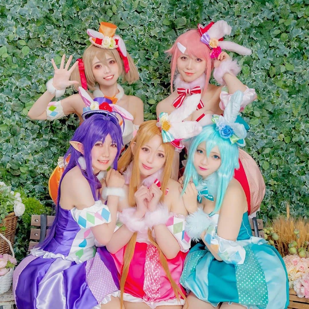 優月心菜のインスタグラム：「SAOIF イースター併せ  アスナ　わい ユウキ　波代まあさん シノン @sakura1_haruka  シリカ　とおやさん リズ @fin1220cos   photo byQちゃんさん  #SAO #SAOIF #ソードアートオンライン #ソードアートオンラインインテグラルファクター #アスナ #結城明日奈 #ユウキ #紺野木綿季  #ユウアス #コスプレ #コスプレイヤー #スタジオアートエイト #イースター #シノン #シリカ #リズ #朝田詩乃 #綾野珪子 #篠崎里香」