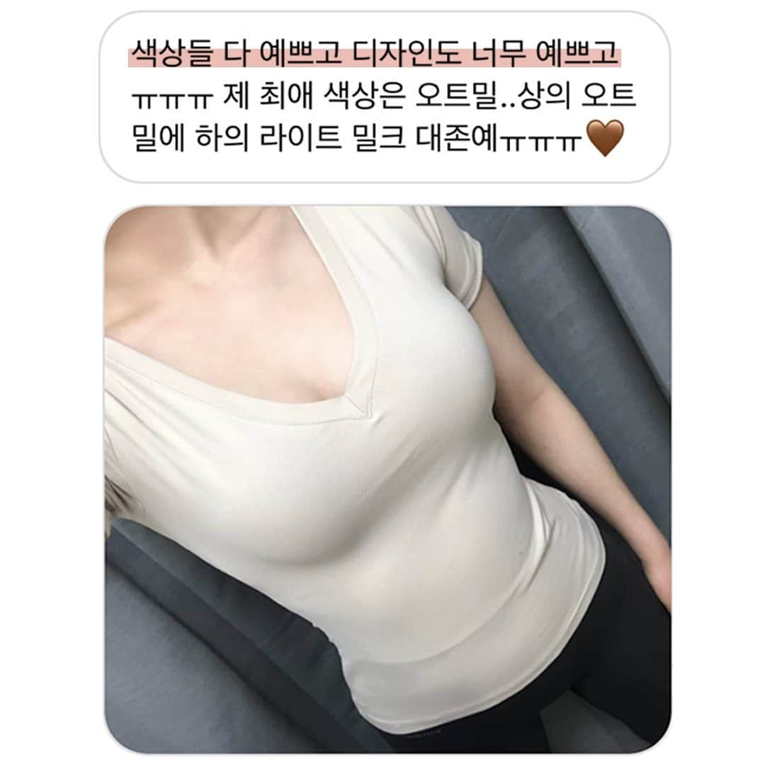 キム・ドヨンさんのインスタグラム写真 - (キム・ドヨンInstagram)「고객님들이 찐으로 보내주신 후기❤️  기본인데 아무리 입어도 늘어짐 없구 애매하게 들뜸없는 기본티 찾기 은근히 힘든거아시죠..? 12000원 이란 기획특가에 말도안되는 퀄리티..얼굴형 고려해서 넥라인 맞춰사면 얼굴라인도 이뻐보인다구요🥰」4月15日 20時46分 - dodo_baby