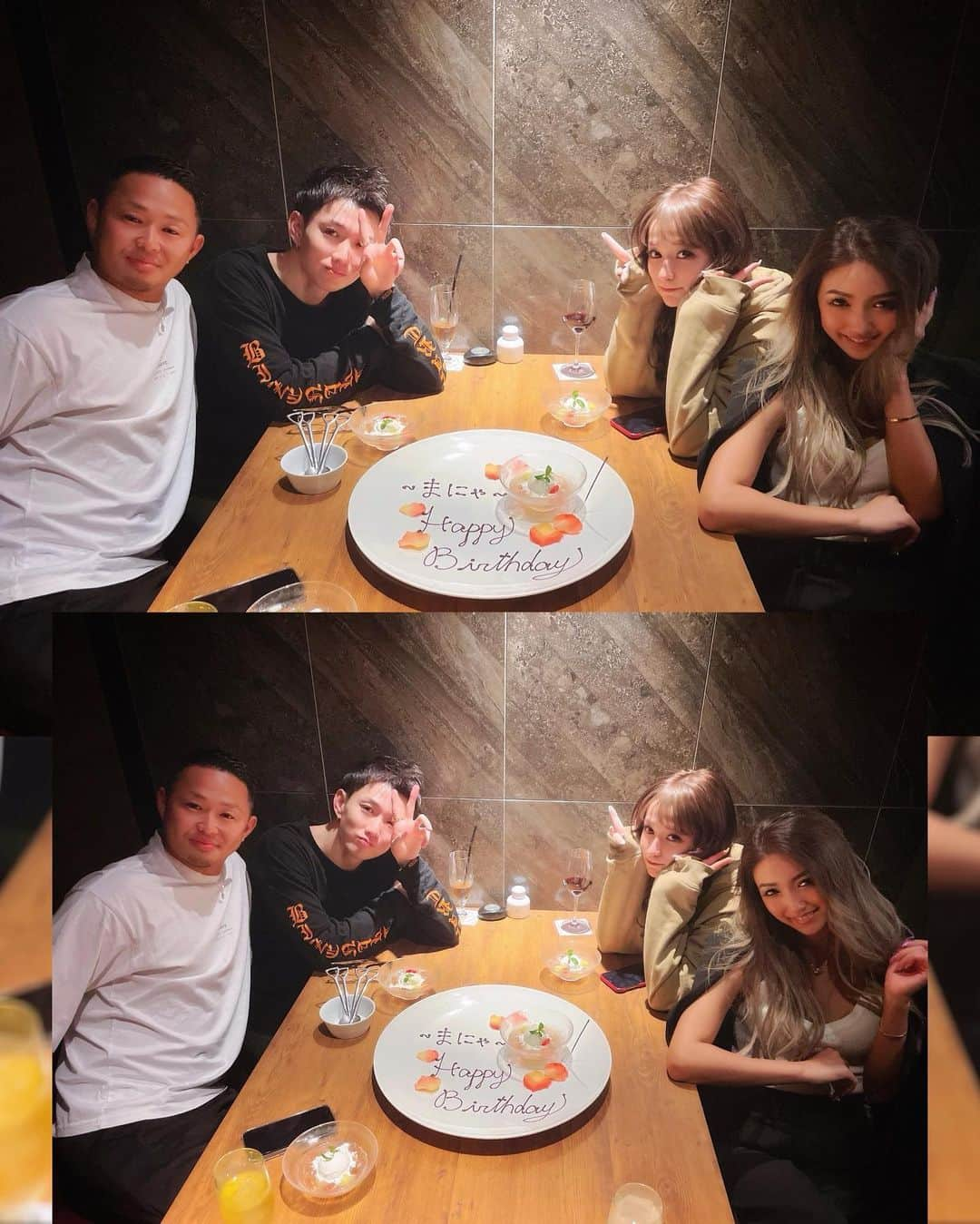 鈴木愛美さんのインスタグラム写真 - (鈴木愛美Instagram)「💓🎂💓🎂💓🎂💓🎂💓 . たらふく食べた後 Birthdayプレートまで出てきて 最高に幸せだったぁあー🙈❤️💕 . 食べ過ぎてめっちゃ苦しかったのに デザートまで超美味しくて ペロっと完食致しました🤤ww← . 最後にマジックまで披露して貰って マジックでBirthday祝い🥂🎉 までして貰ったよっ😭💓 このマジックがまじですごかったの!!! . @ushimitsu_ebisuhonten 様 本当にありがとうございました♡ そして、全て用意してくれた 私が1番尊敬してて1番信用できる @atsushi_art_tattoo ☆✴︎゜ まじでありがとう🙇‍♀️💓✨ . めちゃくちゃ幸せな Birthday dinnerでしたっ🍾🖤 . @ryo.oikawa.six いつもありがとう♡✴︎゜ りょうちゃんと居ると まじでずっと笑ってるっ😂💕 @shipi0520 2日間お祝いしてもらっちゃった!!!! 忙しいのにありがとう♡ . . . #birthdaydinner」4月16日 20時54分 - x.manya.x