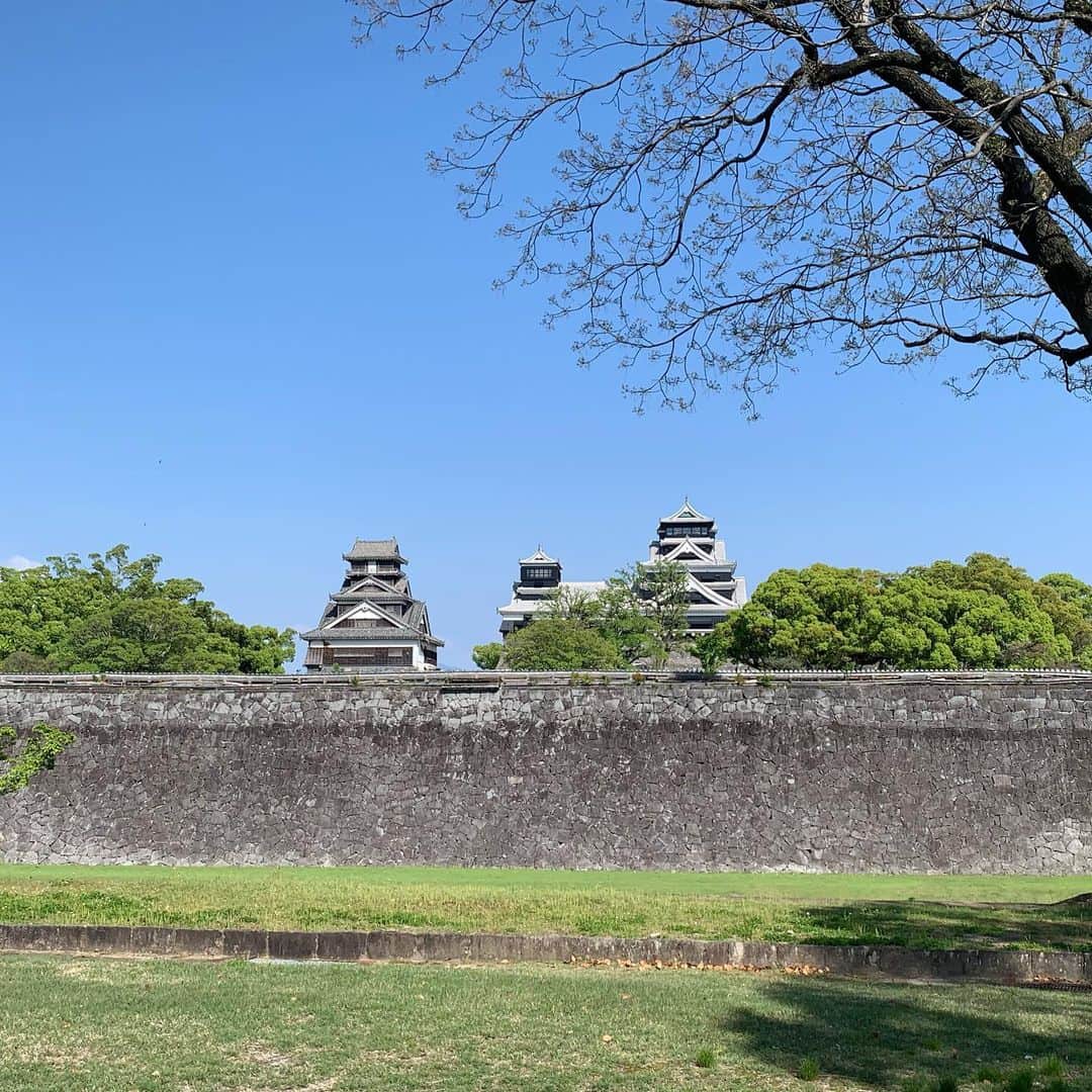 のインスタグラム：「熊本地震 本震から5年。 ということで 最近の熊本城を🏯  熊本城 天守閣の復旧工事も完了して4月26日からは一般公開が始まります☝️ ふと目にする熊本城がどんどん綺麗になっていく姿は本当に勇気をもらえますよね✨  二の丸広場から見る熊本城、奇跡の一本石垣 飯田丸五階櫓、福田病院の令和館屋上テラスから見る熊本城、市役所から見える熊本城。 どこから見てもやっぱり熊本城はかっこいい！！！！！ これからも風化させることなく、防災意識を忘れず、日々を大切に、感謝しながら笑顔で過ごしましょう☺︎  #熊本地震 #熊本地震から5年 #4月16日 #熊本城 #kumamoto #kumamotocastle #熊本城はかっこいい」