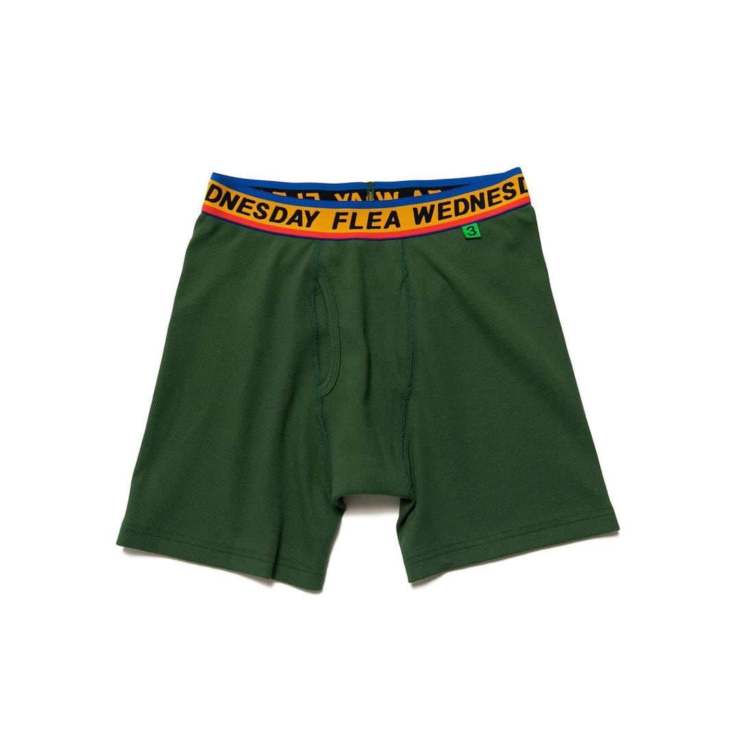 HUMAN MADEさんのインスタグラム写真 - (HUMAN MADEInstagram)「"WEDNESDAY FLEA BOXER BRIEF"now available in online. www.humanmade.jp﻿ international shipping available.﻿ ﻿ 定番で展開するボクサーブリーフです。﻿ "WEDNESDAY FLEA"のコピーをあしらった﻿ オリジナルのウエストゴムが特徴です。﻿ Boxer brief with branded waist elastic. by Cactus Plant Flea Market」4月18日 15時59分 - humanmade
