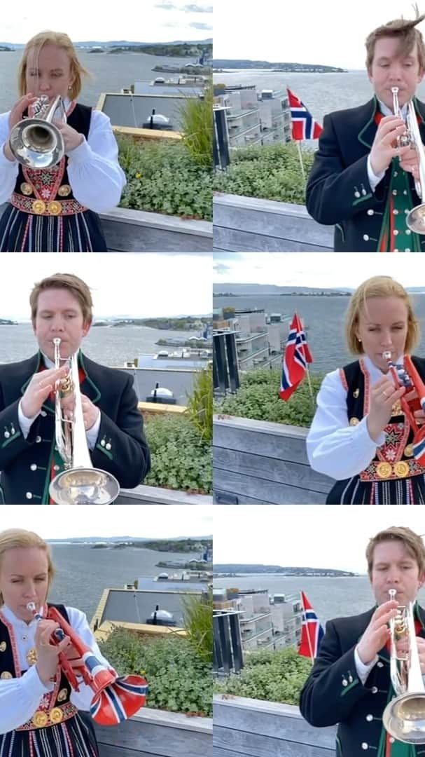 ティーネ・ティング・ヘルセットのインスタグラム：「Kong Haakon den Vlldes Honnørmarsj #oskarborg #happybirthdaynorway #17mai @sebastianhaukas」