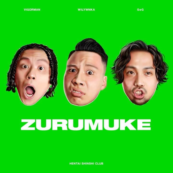 GeGのインスタグラム：「・ 変態紳士クラブ 1st Album"ZURUMUKE" リリース開始となりました！ ジャンルレスな12曲入り！ GeGができる全てを曝け出し、それに関してはズルムケれたと思ってます。笑　ほんまそれくらい今回は3人で作った最高傑作品となったと思うし、周りのスタッフもまじ頑張ってくれて最大級に盛り上げてくれてるし、全員やれることはやったと思うからあとはみんなが聞いてくれるの信じて待つのみです！いつもみんなARIGATO！😊  #夢の一位へ」