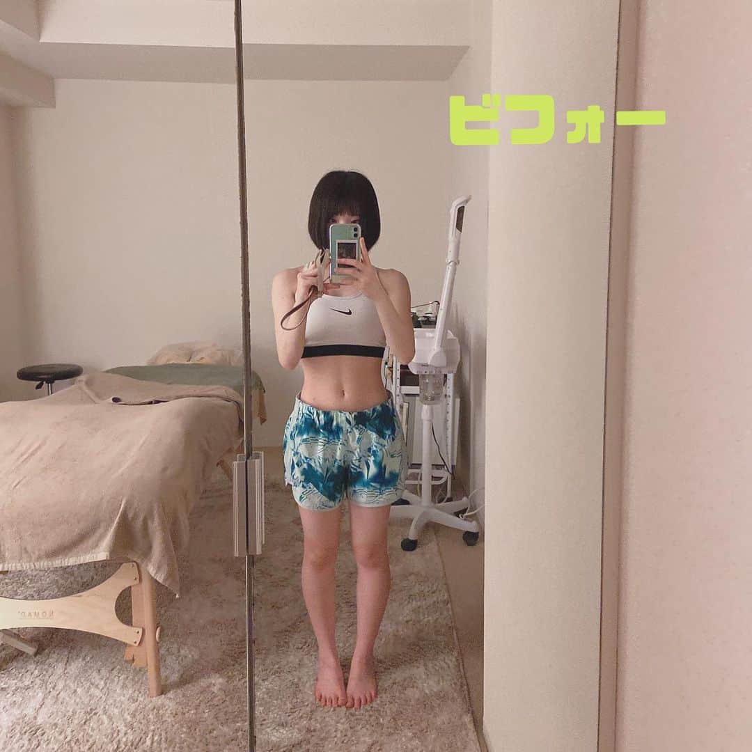 根本凪のインスタグラム：「夏曲MV撮影の前、haute coutureさんへ！ ウエストと足を重点的にしていただきました!！！！体も薄くなって服着た感じも全然違うんよ、、、千鶴さん、ありがとうございます！！！ おかげさまで最高の夏mvがしあがりましたよ！ これから来る梅雨にも体はさらに浮腫みやすくなると思うので女の子、集合〜〜ッ  #haute couture #代々木上原 #エステ」
