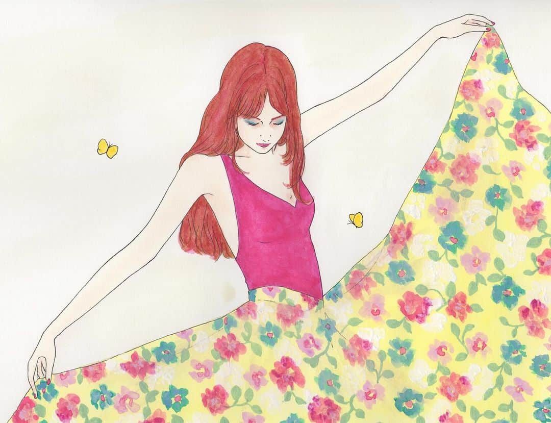 マエガミマミのインスタグラム：「@wacoal.jp LASEE 2021イメージイラスト✴︎ #ワコールラゼ  @wacoal_now  #ラゼイメージイラスト」