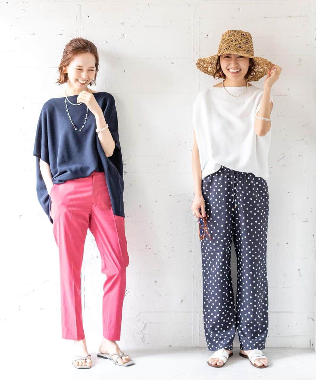 はれこのインスタグラム：「🐥🐥 . はるなさんとSHIKAKU&MARUニットコーデ🍒 来週の撮影も頑張りましょう🐣🪞 はるなさんとのインスタライブもお楽しみに、、🐥 . #iena #イエナ #baycrews #ベイクルーズ #ツインズコーデ」