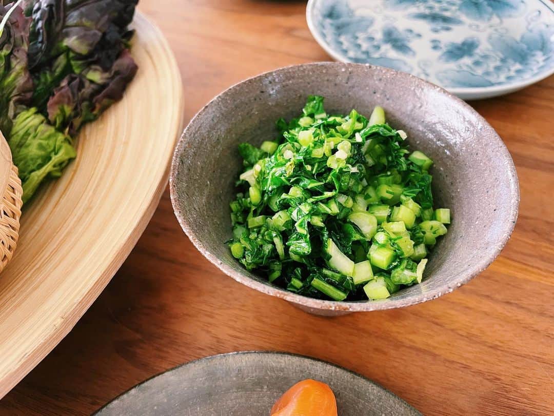 原田沙奈子さんのインスタグラム写真 - (原田沙奈子Instagram)「各々が好きな野菜入れて作る生春巻き。 と、季節野菜のあれこれ。  とりあえず無心で野菜の千切りして。 サニーレタス、大葉、パクチー、ルッコラあたりは個人的に推したい。←千切りじゃないし😌  生春巻きの皮を水にくぐらせて、好きな野菜とか並べて、巻いて、好きなソースつけて、食べる、簡単👏  ソースは、 ・醤油＋マヨネーズ ・オリーブオイル＋醤油 ・ナンプラー＋胡麻油 ・味噌＋マヨネーズ （スイートチリよりこっち派）  を結局、別皿でいろいろ混ぜちゃってオリジナルソースになっちゃうってゆーね。  生春巻きは子供も大好きだし、笑っちゃうくらい野菜摂れるし、美味しいし、本当にオススメ。  一緒にスモークサーモンやボイルエビや味付けしたお肉とかあったらもっと楽しめる◎  #おうちごはん#生春巻き #サナコ_お料理」5月16日 21時43分 - sanakoharada