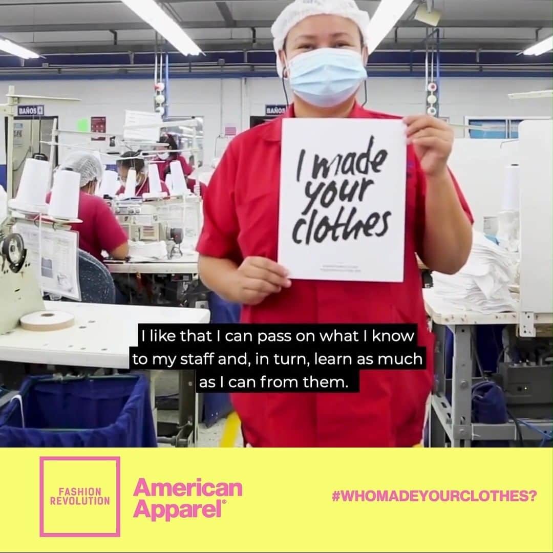 American Apparelのインスタグラム：「Say hi to one of our teams’ Production Supervisors, Milenny, in this ‘behind-the-tees’ feature, where we’re spotlighting key players in the American Apparel team during this year’s @fash_rev Week.     Not only is Milenny a diligent and dedicated member of our team - she’s also a full-time mother and a leader in the workplace.      Milenny plays an important role in making your favorite fashion basics, and makes us proud to have her as part of the #AmericanApparelFamily.     #AmericanApparel #WhoMadeYourClothes #IMadeYourClothes #MakingApparelBetter #GenuineResponsibility #FashionRevolutionWeek #FashionBasics #AmericanApparelUSA #AmericanApparelRetail  #AmericanApparel」