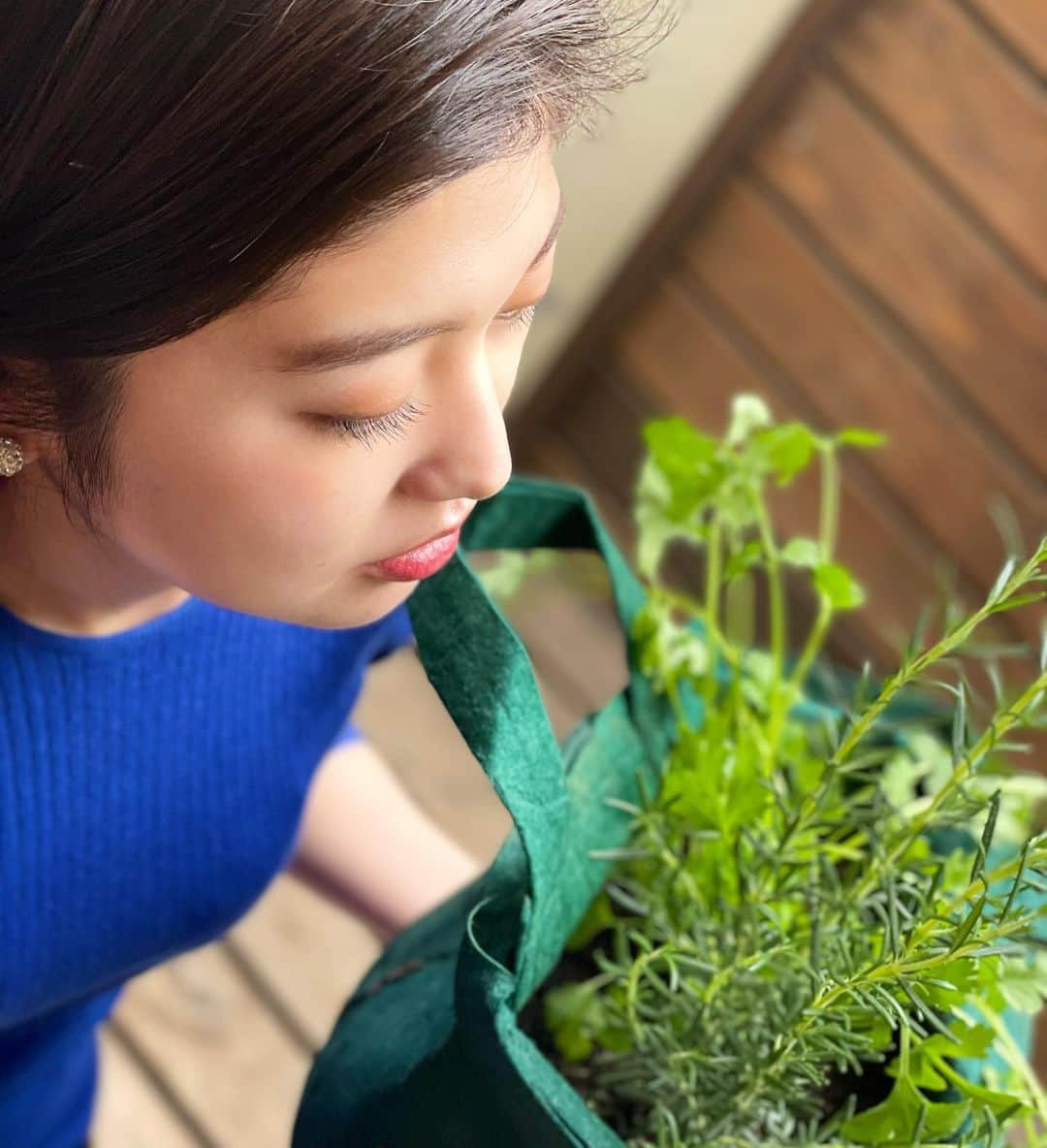 のインスタグラム：「日々の癒しにハーブを育て始めました🌿 inspired by @aimi.mikawa さん #ローズマリー #パクチー #ハーブのある暮らし ←1回使ってみたかった😏」