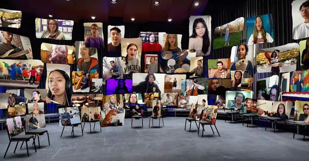 ダミアン･クーラッシュのインスタグラム：「@okgosandbox (the educational side project of @okgo ) is releasing collaborative versions of our song ‘All Together Now’ this week. More than 15,000 (!) people from 21 countries and more than 200 schools worked on 6 new pieces.   Today’s release features folks who submitted their performances on video, arranged and produced by @luketozour with a video directed by @geoffshelton The premiere is on RollingStone.com. Link in the bio.   Congratulations to everyone who made this. Especially the @playfullearninglab students who run OK Go Sandbox and put so much love into this. I am in awe.」