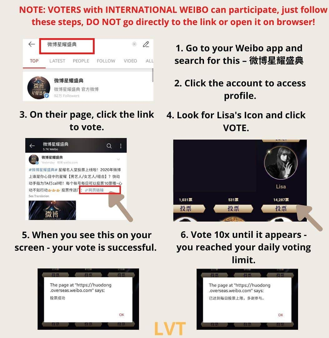 リサさんのインスタグラム写真 - (リサInstagram)「📣 PLEASE READ 👇 WEIBO STARLIGHT AWARDS  LISA is nominated for Top Female Artist at Weibo Starlight Awards. She is shortlisted as Top 10 Artist in Singapore/Malaysia/Thailand.  Maximize your 10 voting rights per day and VOTE for LISA!  Search this▶️: 微博星耀盛典 Follow @lisavotingteam on twitter for more info . . . #LISA #LALISA #리사 #블랙핑크 #BLACKPINK #LALISAMANOBAN #LALISAMANOBAL #blackpinklisa #lisablackpink」4月30日 17時40分 - lisa.blackpink