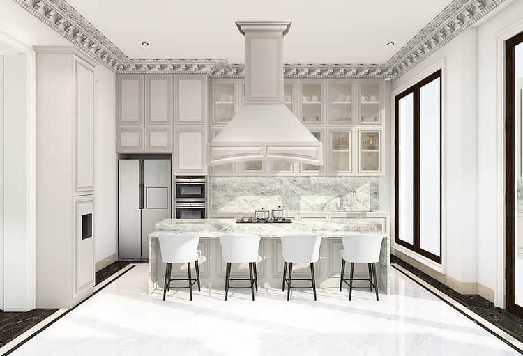 エミリー・ヴァンキャンプのインスタグラム：「Made our client’s dream kitchen come true 🤍 Which one do you guys prefer? 1st or 2nd option?   #hiarchy #archtemystudio  #luxuryinteriors #luxuryhome #modernclassicinterior  #interiordesignstudio  #interiordesignjakarta  #shanghai  #hongkong  #singapore  #taiwan  #london  #losangeles」