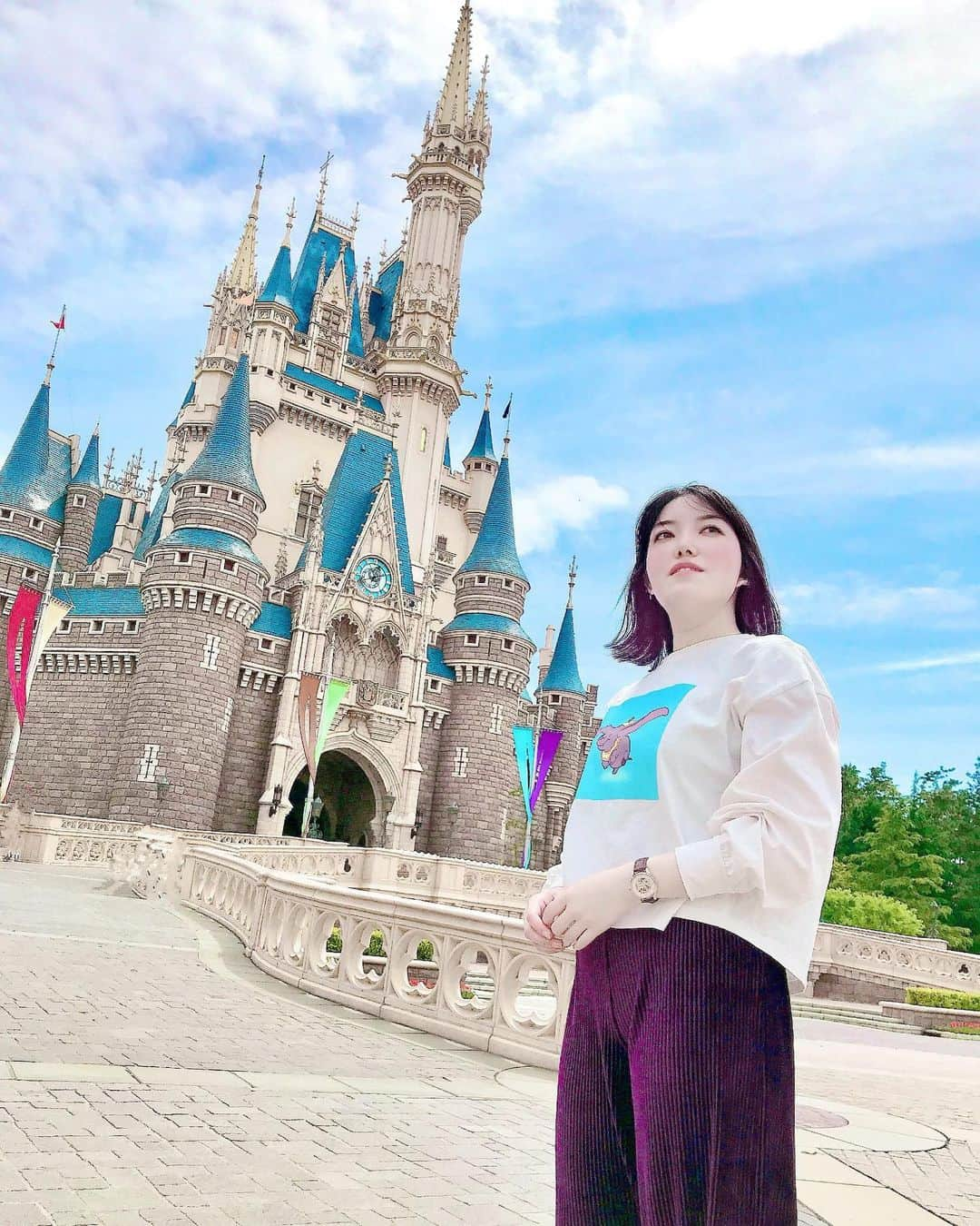 すずきあすかのインスタグラム：「シンデレラ城✨ お城に住むのって本当憧れるよね🏰 海外のお城買いたい（笑）  #シンデレラ城 #ディズニーランド #tdl #disneyland #disney #お城 #cinderella #cinderellacastle #東京ディズニーランド #ダンボ #danbo」