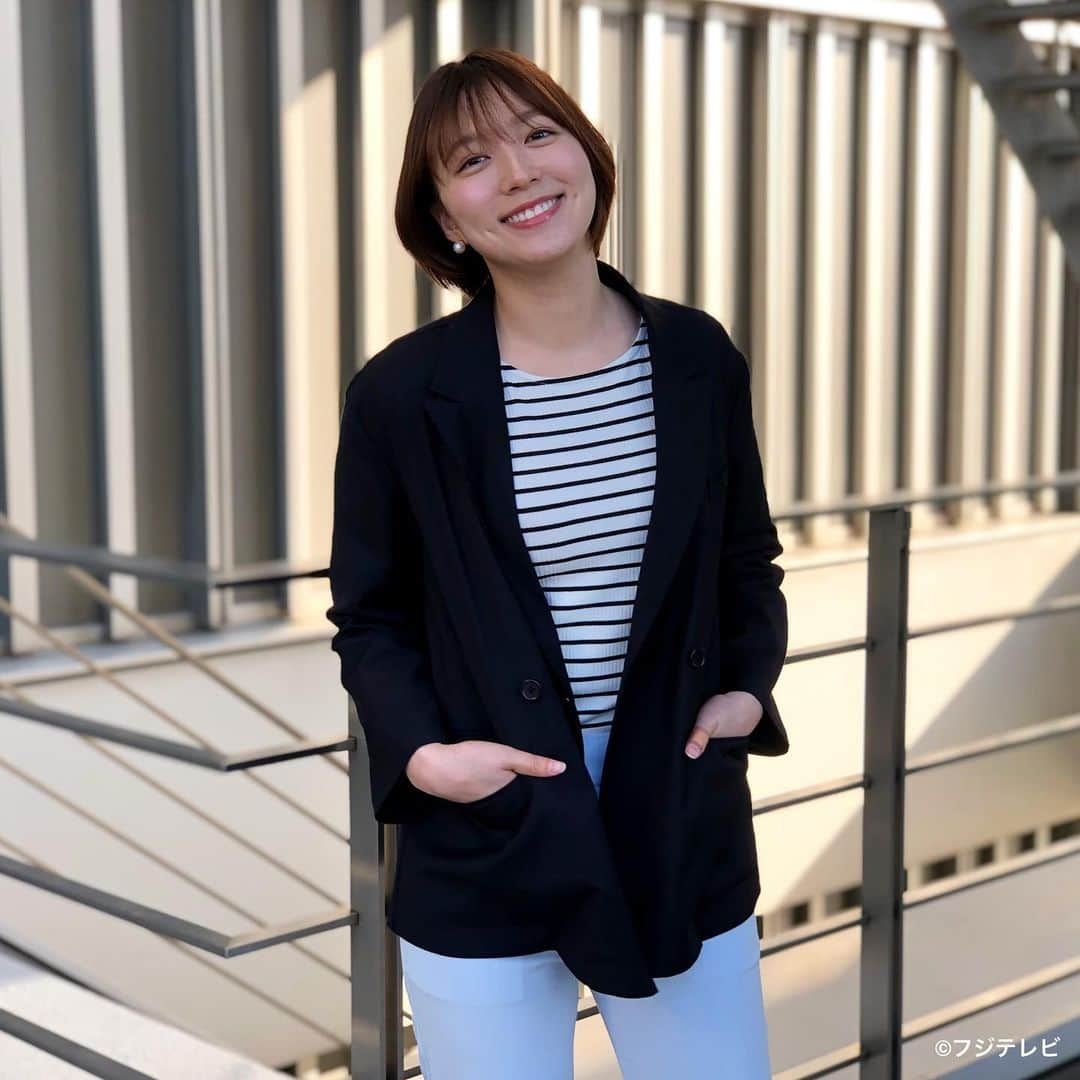 フジテレビ「めざましテレビ」さんのインスタグラム写真 - (フジテレビ「めざましテレビ」Instagram)「5月3日（月）  ファッション雑誌CanCamとコラボした お天気コーナー「きょう何着て行く？」 阿部華也子の毎日のコーデを紹介♪  【きょうのコーデ】 ジャケット→#mite<stylist saori tanabe×mite> ９８００円  カットソー→#WILLSELECTION ４９５０円  パンツ→#Gap ３９９０円  靴→#銀座かねまつ １万９８００円  ピアス→#Jouete １万３２００円  【コーデのポイント】 ボーダーカットソー×ネイビージャケットで 爽やかなマリンスタイルに🏄 清涼感たっぷりなパステルブルーパンツも シーズンムードを高めます🤹‍♀️  ボーダーはきれいめに着られる 細めピッチがイチオシ🎉  #めざましテレビ #きょう何着て行く？ #阿部華也子 #今日のコーデ#コーデ#CanCam #今日のファッション#ootd #きょう何着て行く？は月〜金朝6時22分ごろ放送📺 #スタイリストたなべさおり」5月3日 18時35分 - mezamashi.tv