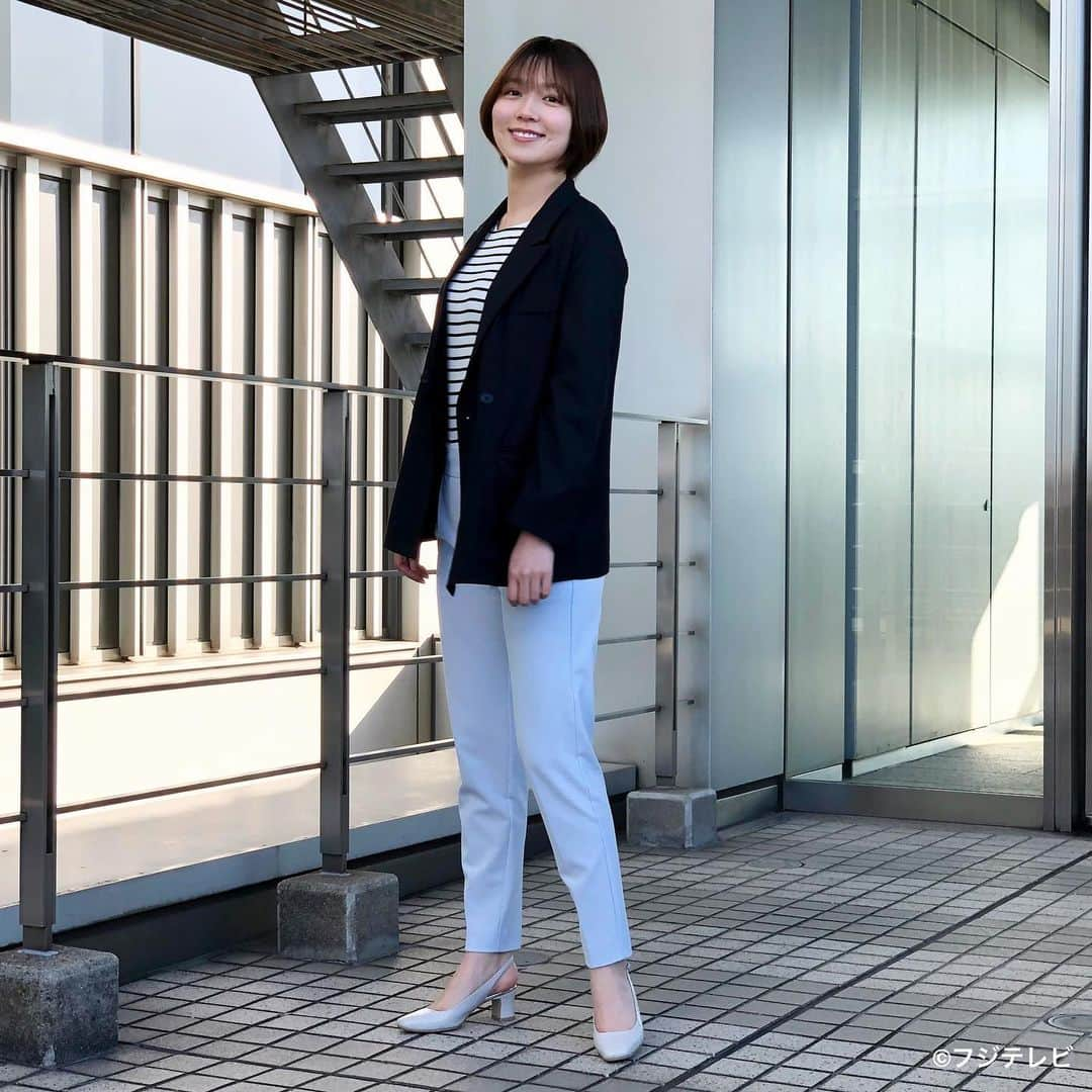 フジテレビ「めざましテレビ」さんのインスタグラム写真 - (フジテレビ「めざましテレビ」Instagram)「5月3日（月）  ファッション雑誌CanCamとコラボした お天気コーナー「きょう何着て行く？」 阿部華也子の毎日のコーデを紹介♪  【きょうのコーデ】 ジャケット→#mite<stylist saori tanabe×mite> ９８００円  カットソー→#WILLSELECTION ４９５０円  パンツ→#Gap ３９９０円  靴→#銀座かねまつ １万９８００円  ピアス→#Jouete １万３２００円  【コーデのポイント】 ボーダーカットソー×ネイビージャケットで 爽やかなマリンスタイルに🏄 清涼感たっぷりなパステルブルーパンツも シーズンムードを高めます🤹‍♀️  ボーダーはきれいめに着られる 細めピッチがイチオシ🎉  #めざましテレビ #きょう何着て行く？ #阿部華也子 #今日のコーデ#コーデ#CanCam #今日のファッション#ootd #きょう何着て行く？は月〜金朝6時22分ごろ放送📺 #スタイリストたなべさおり」5月3日 18時35分 - mezamashi.tv