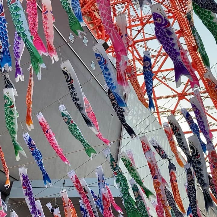 岡村有里子のインスタグラム：「🎏こどもの日🎏  #tokyotower  #childrensday #koinobori #いつかの東京タワー」