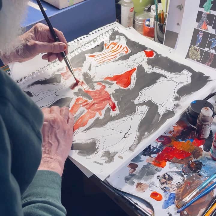 Richard Hainesのインスタグラム：「Masterclass II: The Essence of Illustrating Motion. This Saturday 1-3 EDT Eventbrite link in Bio 🖌」