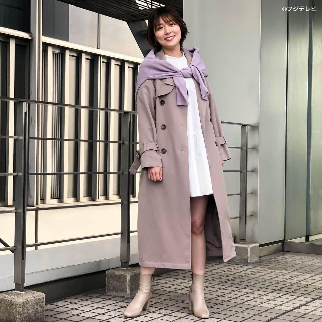 フジテレビ「めざましテレビ」さんのインスタグラム写真 - (フジテレビ「めざましテレビ」Instagram)「５月７日（金）  ファッション雑誌CanCamとコラボした お天気コーナー「きょう何着て行く？」 阿部華也子の毎日のコーデを紹介♪  【きょうのコーデ】 コート→#NOSTALGIA ６４９０円 カーディガン→#poolstudioalivier ６４９０円 ワンピース→#INGNI ６４９０円 靴→#ダイアナ ２万５８５０円 ピアス→#AMERICANHOLIC １５００円  【コーデのポイント】 トレンチコートの上から カーディガンを巻いておしゃれなアクセントに👍 いつもの着こなしが簡単に今っぽく見える お役立ちテクニックです🥰 華やかに見せたいときは カーディガンで色を差しても🙆‍♀️ ラベンダーなら優しい甘さが漂います✨✨  #めざましテレビ #きょう何着て行く？ #阿部華也子 #今日のコーデ#コーデ#CanCam #今日のファッション#ootd #きょう何着て行く？は月〜金朝6時22分ごろ放送📺 #スタイリストたなべさおり」5月7日 13時33分 - mezamashi.tv