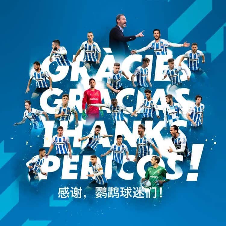オイエル・オラサバル・パレデスのインスタグラム：「Felicidades a todos los pericos!!! Estamos de vuelta!!! @rcdespanyol」