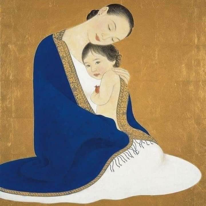 Remiwaのインスタグラム：「Ikuyo Yasuda, “Mother and child with pomegranate」