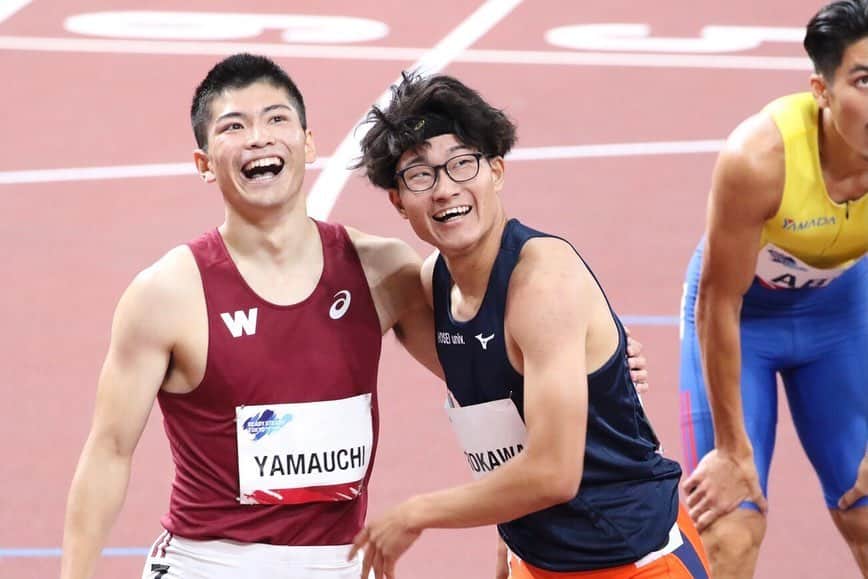 山内大夢さんのインスタグラム写真 - (山内大夢Instagram)「・ Ready steady Tokyo 2位 48"84 🥈 東京五輪参加標準突破 早稲田新記録 福島県新記録  間違いなく今までで1番興奮した、楽しいレースになりました。オリンピック参加標準を突破したことも嬉しいですが、野澤さんの持つ早稲田記録、佳朗さんの持つ福島県記録を更新できたことがとても嬉しいです。  毎回黒川に0.1秒差で負けて悔しいので次は勝ちます。(n回目)  たくさんの応援、そして標準突破のお祝いメッセージありがとうございました。 一言一言がものすごく嬉しく、励みになります！ ここまで来たら狙うしかないので、もう一度新国立競技場に戻って来られるように、来る日本選手権に向けて頑張ります！  陸連さんから写真をお借りしました。  #readysteadytokyo  #臙脂で染めろ  #早稲田人たれ」5月10日 17時00分 - hi08ro24mu
