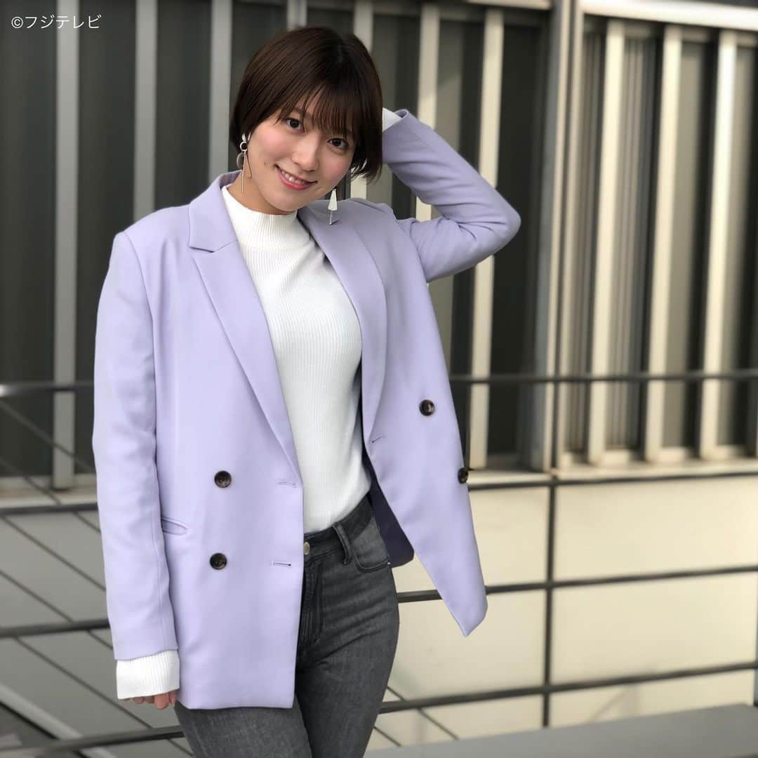 フジテレビ「めざましテレビ」さんのインスタグラム写真 - (フジテレビ「めざましテレビ」Instagram)「5月12日（水）  ファッション雑誌CanCamとコラボした お天気コーナー「きょう何着て行く？」 阿部華也子の毎日のコーデを紹介♪  【きょうのコーデ】 ジャケット→#GU ３９９０円 ニット→#MURUA ５３９０円 パンツ→#AMERICANHOLIC ３３００円 靴→#銀座カネマツ ２万５３００円 イヤリング→#YECCAVECCA ３１９０円  【コーデのポイント】 引き続き人気のジャケット🙌 これからGETするなら周りと差がつくきれい色を ライラックは洗練された甘さが欲しいときにオススメ💜 シンプルなデニムコーデに羽織るだけで オトナのかわいさが手に入ります💁🏻‍♀️✨  #めざましテレビ #きょう何着て行く？ #阿部華也子 #今日のコーデ#コーデ#CanCam #今日のファッション#ootd #きょう何着て行く？は月〜金朝6時22分ごろ放送📺 #スタイリストたなべさおり」5月12日 18時35分 - mezamashi.tv