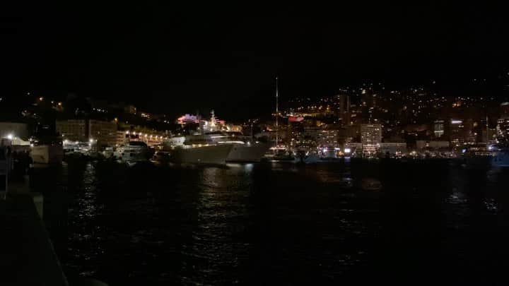 陽菜えみるのインスタグラム：「.  Night of Monaco🌖  🛳🌃💫✨✨  When I was a child,  My grandpa told me the story of visit to Monaco with grandma after he retired. They showed me a lot of pictures at that time.  About 20 years have passed since then, and the scenery may have changed a little from that time, but it is very emotional for me to visit the same place and see the same scenery.  love you..,👴👵❤️  .」