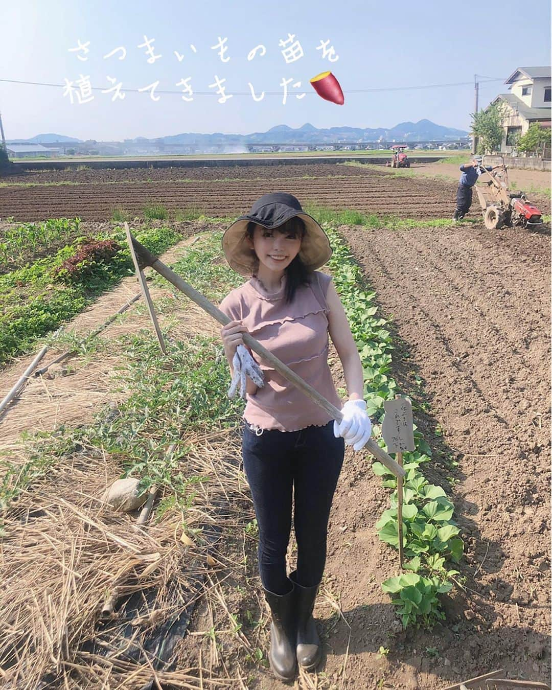 辻満里奈さんのインスタグラム写真 - (辻満里奈Instagram)「まちプリ中継の後、糸島の畑で、さつまいもの苗を植えてきました🍠🌱  植えるのももちろん大変でしたが、それ以上に大変だったのが、畝作り！ 道具と土が重くて、１時間近く必死で掘り続けても十分な深さが出せず、結局最後は機械に頼ってしまいました。  食のありがたみを改めて感じた半日間。RKBの食堂で出た生ゴミからできた堆肥もしっかり与え、順調にいけば、秋には２００本のさつまいもが収穫出来る予定です✨お芋パーティーが出来るよう、頑張ります🔥  (農作業の後、急遽少し #よなおし堂 にもお邪魔しました🙇‍♂️聴いてくださった方、ありがとうございます✨)  #sdgs #食 #農作業 #さつまいも #循環型農業 #畝作り #rkb毎日放送 #カラフルマンス #becolorful #キャンペーン大使 #アナウンサー #辻満里奈 #福岡 #糸島 #畑のある暮らし」6月8日 19時15分 - marina__tsuji