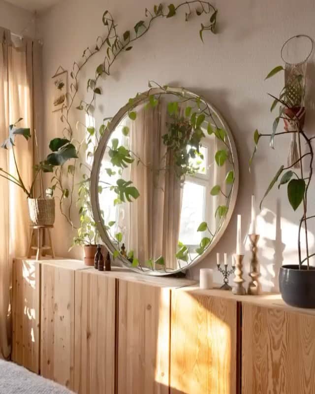 近藤麻理恵のインスタグラム：「When you welcome plants or sunlight into your home, the space lives, breathes and changes over time. This means you can appreciate each of the different ways it looks at any given moment – it might never look the same way twice! For help with adding plants to your indoor space, visit the link in my bio. Such an inspiring interior, @caropeony!」