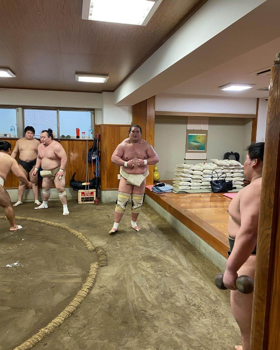 安美錦竜児（安治川）のインスタグラム：「名古屋場所に向けて順調です。 #大相撲 #照ノ富士 #大関 #稽古 #元気いっぱい #膝」