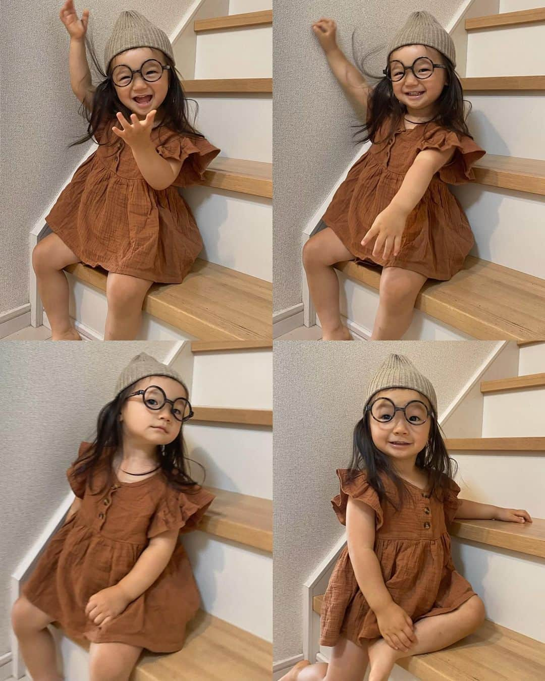 長谷川あやさんのインスタグラム写真 - (長谷川あやInstagram)「👓👓👓#fashion#ootd#2歳#2歳0ヶ月#赤ちゃんのいる生活#新米ママ#女の子ママ#小夏のいる生活#親子コーデ ・ ・ ・ めーっっちゃ伸びた髪の毛👧← 七五三まで伸ばしたいパパと ボブにしたいママの戦いは続く🙄💭 ・ 今更ニット帽にハマったらしく 最近娘が自分で選んで持ってくる コーデが生意気なんだよな〜！笑 （眼鏡ブームは続行中🥸） 👧👗 @lulun.shop  ・」6月9日 18時01分 - ayasuke_0516