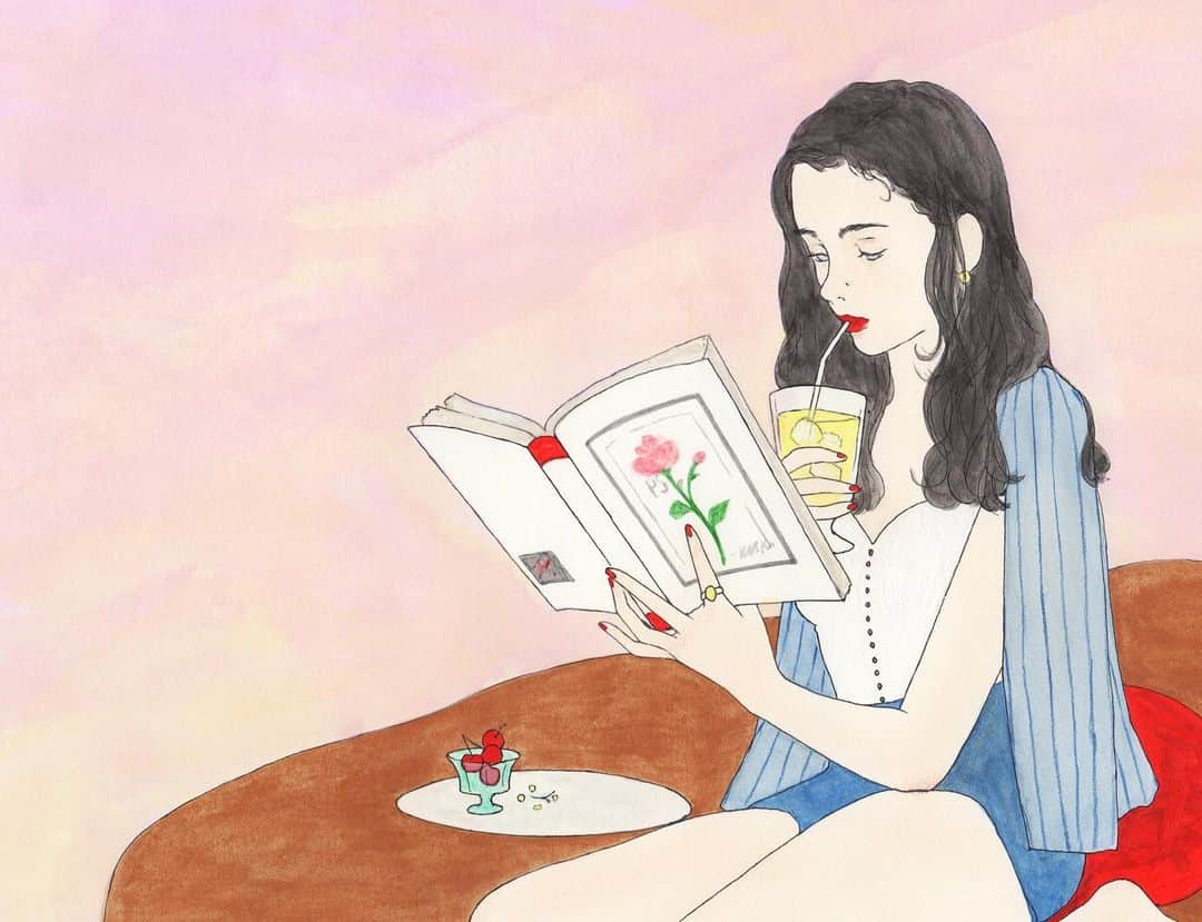 マエガミマミのインスタグラム：「@wacoal.jp LASEE 2021イメージイラスト🌹 #ワコールラゼ  @wacoal_now  #ラゼイメージイラスト」