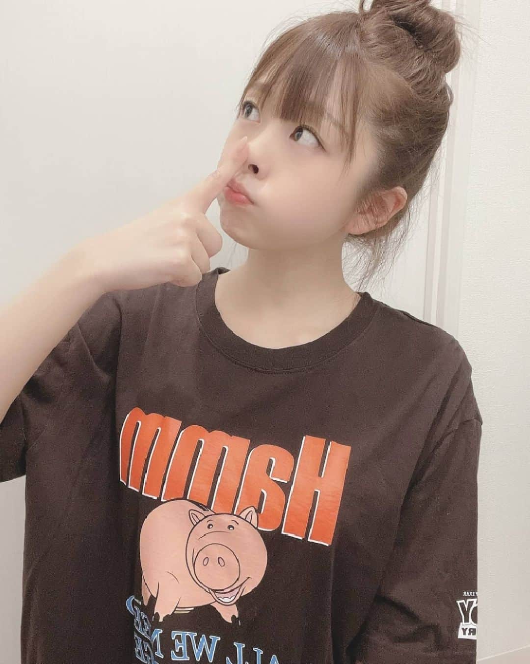 青空ひかりのインスタグラム：「一目惚れして買ったTシャツ ぴかキンのお気に入り！！！ ハムとポテトだよ 🐽🥔」