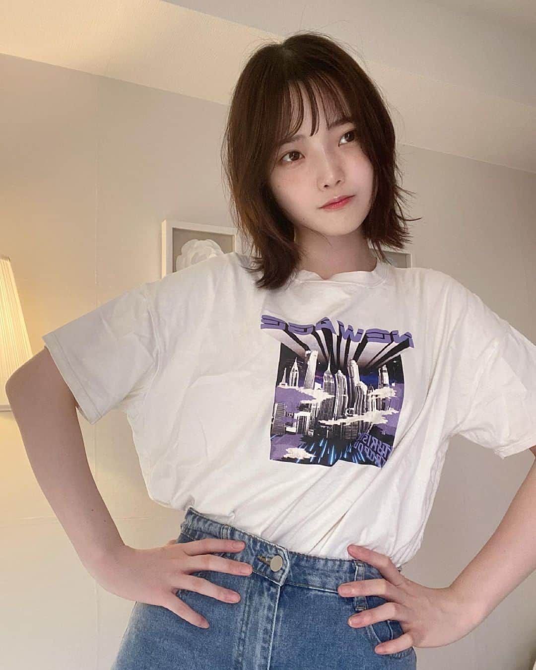 新谷姫加さんのインスタグラム写真 - (新谷姫加Instagram)「💙  引っ張り出してきたTシャツがしわしわなのは 許してね」5月26日 12時06分 - hime._.gram