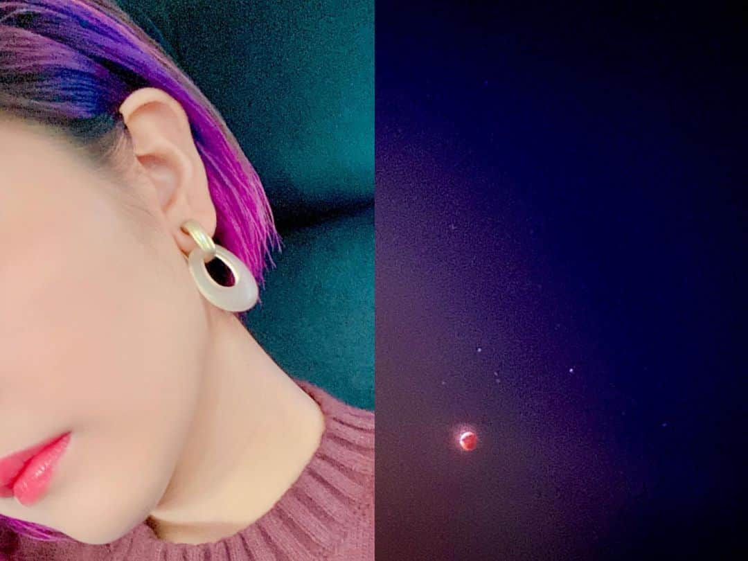 山田七海のインスタグラム：「* * 髪の色と　おそろっち　だった  #フラワースーパームーン #宇宙感」