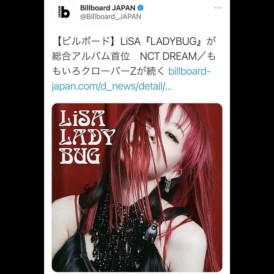 LiSAさんのインスタグラム写真 - (LiSAInstagram)「Billboard様、オリコン様 それぞれありがとうございます🐞 一緒に届けてくれるみなさんが、受け取ってくれたみんなが魅せてくれる、サプライズが増えていく🎁 ありがとうございます🐞💿 想いを込めたてんとう虫がみんなに幸せを届けてくれますように🐞 遊ぶ準備はいい？🎤 #LADYBUG #地獄の花園 #夏への扉」5月27日 4時49分 - xlisa_olivex