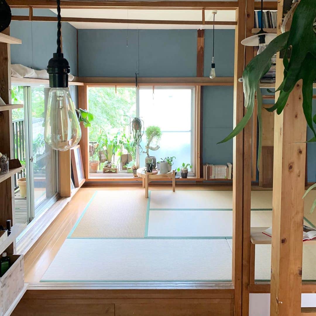 LIFULL HOME'S DIY Magさんのインスタグラム写真 - (LIFULL HOME'S DIY MagInstagram)「お気に入りの家具やインテリア、DIYやカスタマイズ、賃貸でも購入物件でも自分らしさに妥協したくない。そんな部屋づくりにこだわった人たちを紹介する #こだわりの部屋づくり 。﻿ ﻿ 今回ご紹介するのは、東京都にお住まいの平塚剛史さん・緑川彩さんご夫妻のお部屋。﻿ 一軒家をセルフリノベーションした際のエピソードや、お気に入りのアイテムについてお話を伺いました。﻿ ﻿ ﻿ ● セルフリノベーションの魅力とは？﻿ ﻿ 2年半前、一緒に住む際にお二人が重視したのは、「DIY可」の「一軒家」という条件でした。築45年のこちらの物件は、予算内だったこともあり即決したのだとか。﻿ ﻿ セルフリノベーションの魅力は、色や素材を自由に決められること。お二人の根本には、「木をうまく使いたい」という思いがあったそうです。﻿ ﻿ 「編集者という仕事柄、人の家を取材することも多く、過去に100軒以上を見てきました。セルフリノベーションは『暮らしを自分に最適化できる』と感じています」﻿と仰る緑川さん。 また、「僕は素材にこだわりが強くて。この家には昔からの木材も多く、素材感が気に入っています」﻿と平塚さん。 ﻿ そんな﻿お二人が創り上げたこだわりの素敵空間には、まさか！？というものまでDIYでつくられたアイテムが沢山。  ちなみに編集部のお気に入りは… ①天井から吊るされた本棚（写真2枚目） ②和室空間の変身ぶり（写真4→5枚目）です！  みなさんも是非、チェックしてみてくださいね😮✨  ﻿ ......................... ﻿ ﻿ こだわりの空間、お部屋の全貌はWEBサイトにて﻿ トップのURL、ストーリーズリンクよりご覧ください🔍﻿ ﻿ @lifullhomesdiymag﻿ #暮らしの編集力を高めるウェブマガジン﻿ #lifullhomesdiymag﻿ #diymag﻿ ﻿ ﻿ #セルフリノベーション #セルフリノベ #DIY #一軒家 #戸建て #戸建 #戸建てリノベーション #本棚 #本棚収納 #リノベーション住宅 #キッチン収納 #キッチンインテリア #クローゼット収納 #クローゼット #ウォークインクローゼット #漆喰壁 #漆喰の壁 #和室インテリア #おうち時間を楽しもう ﻿」5月27日 21時23分 - lifullhomesdiymag